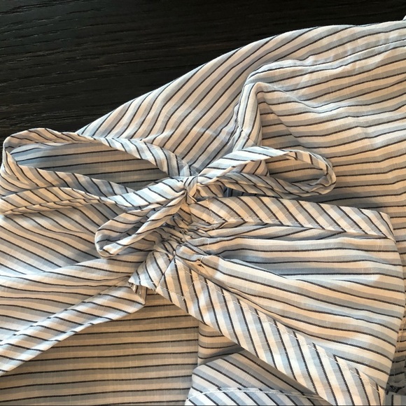 Anthropologie Left of center ruffle sleeveless top white blue - Picture 5 of 6